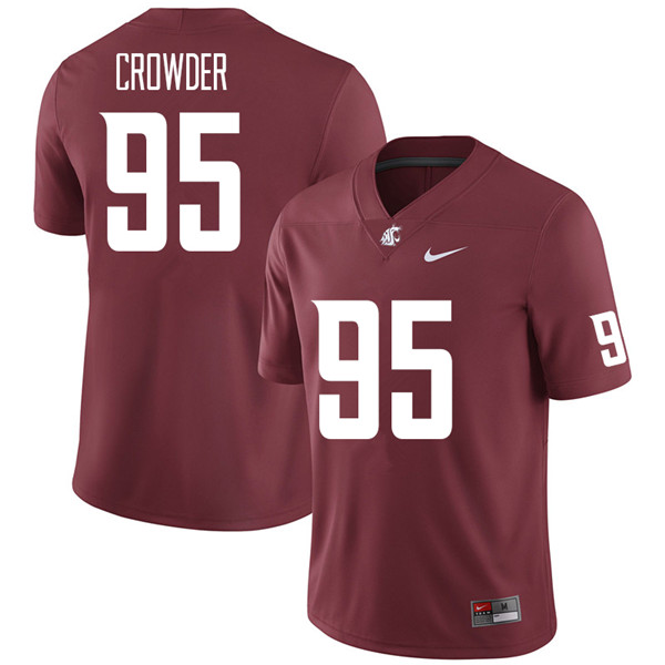 Men #95 Ahmir Crowder Washington State Cougars College Football Jerseys Sale-Crimson